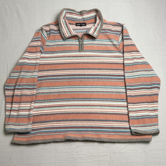North river Tops - Women's Fleece 1/4 Zip Pullover Shirt Earth Tone Stripes 2XL by North River EUC